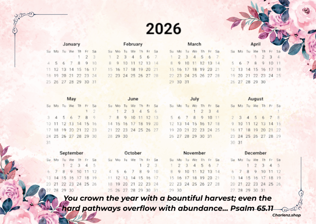 2026 1-Page Calendar God Crowns The Year – Faith-Based Printable Planner”