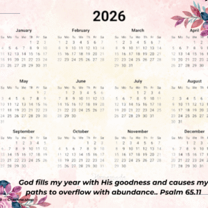 2026 1-page Calendar God fills my year — Charlenz.shop inspired by Psalm 65.11