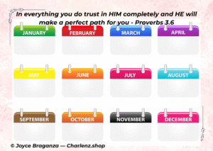 Proverbs 3:6 Perfect Path 1-Page Annual Planner printable with Christian inspirational paraphrased verse and minimal modern design.